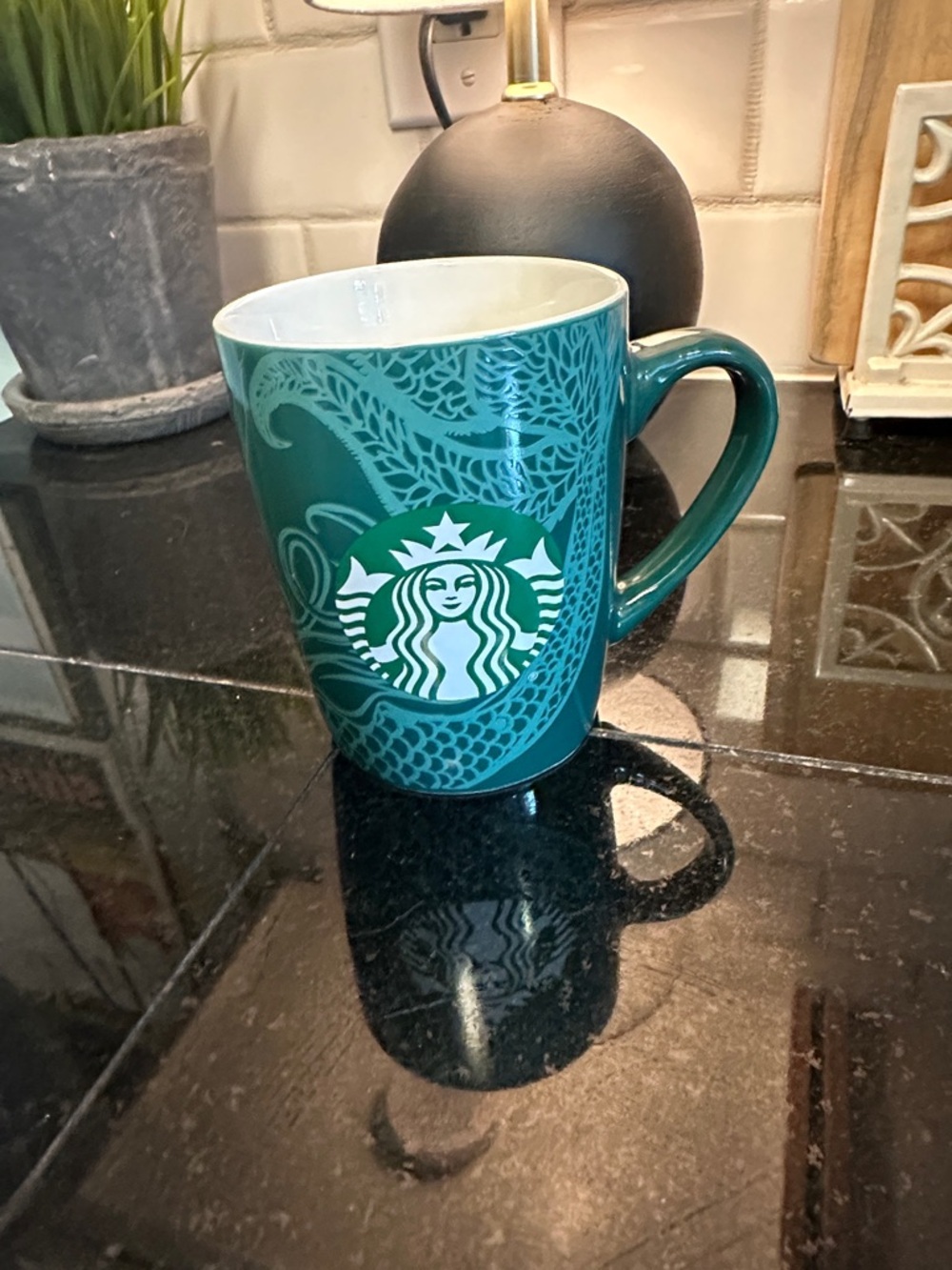 Starbucks Teal Green Siren Pattern Mug